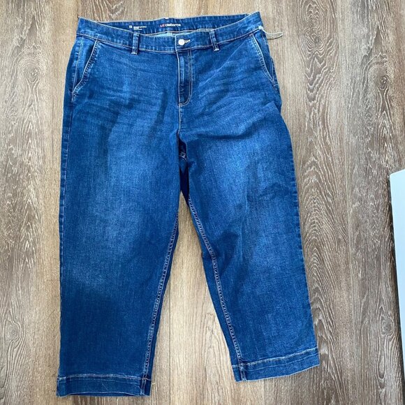 Liz Claiborne Womens Straight Leg Ankle Jeans Size 18 Medium Denim Blue Cotton - Picture 1 of 5